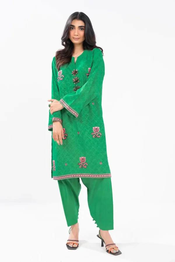 alkaram 2 Piece Embroidered Self Jacquard Suit With Cambric Trouser